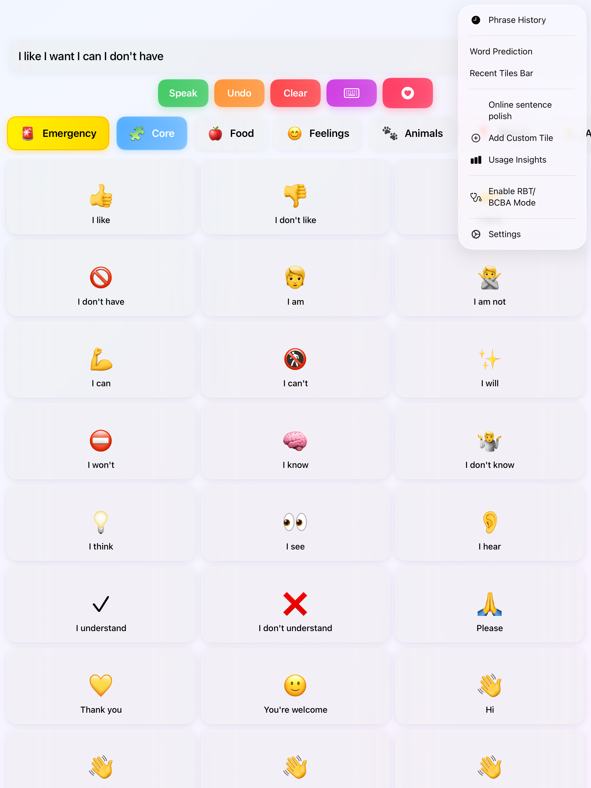 Main Screen with Menu